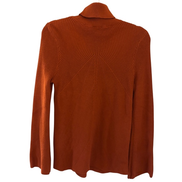 Chico’s Burnt Orange Cutout Turtleneck Flared Sleeve Sweater Size 0 (S/M) Boho - Picture 5 of 9
